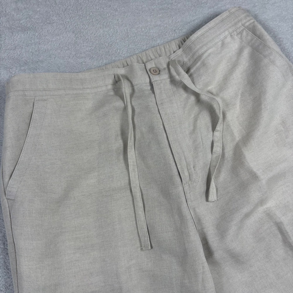 Cubavera Mens Linen Blend Drawstring Pants Beige Tan Large 36-38 Relaxed Beach